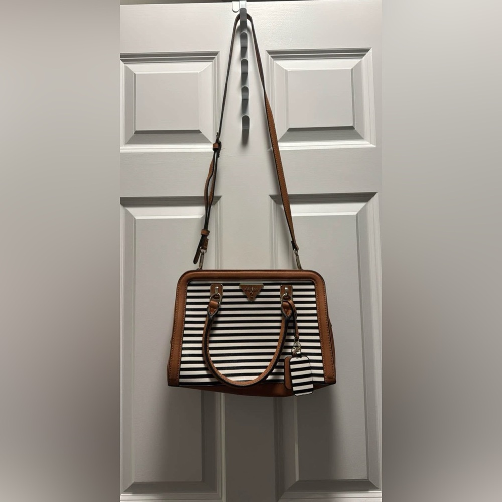 Striped Brown and Black Women's Bag & Wallet (Guess)